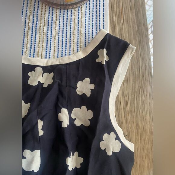 MARELLA Sleeveless Black Beige Floral Dress  Pleated Silk  Sz 6 Made In Italy - Picture 8 of 14